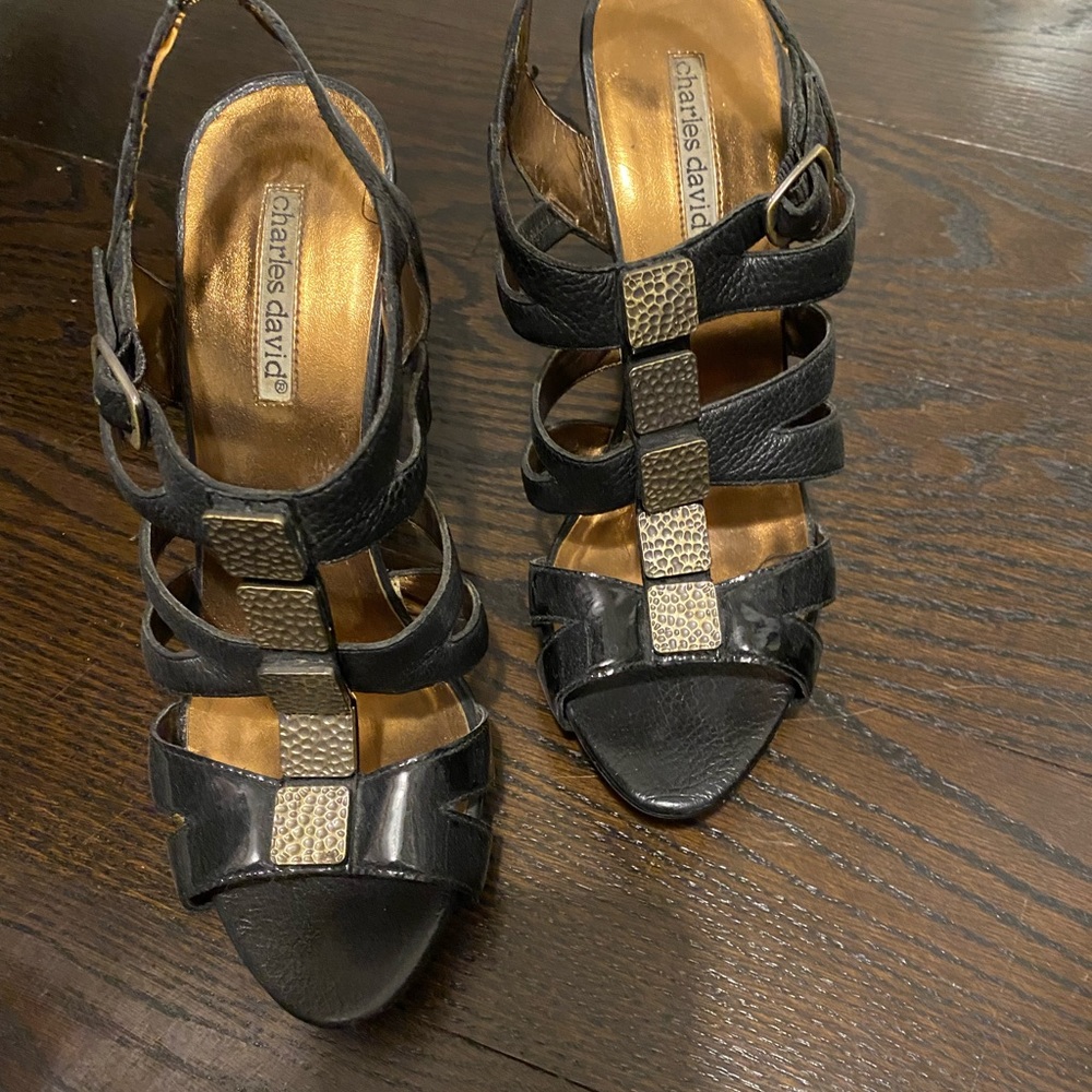 Charles David heeled sandals black 8.5